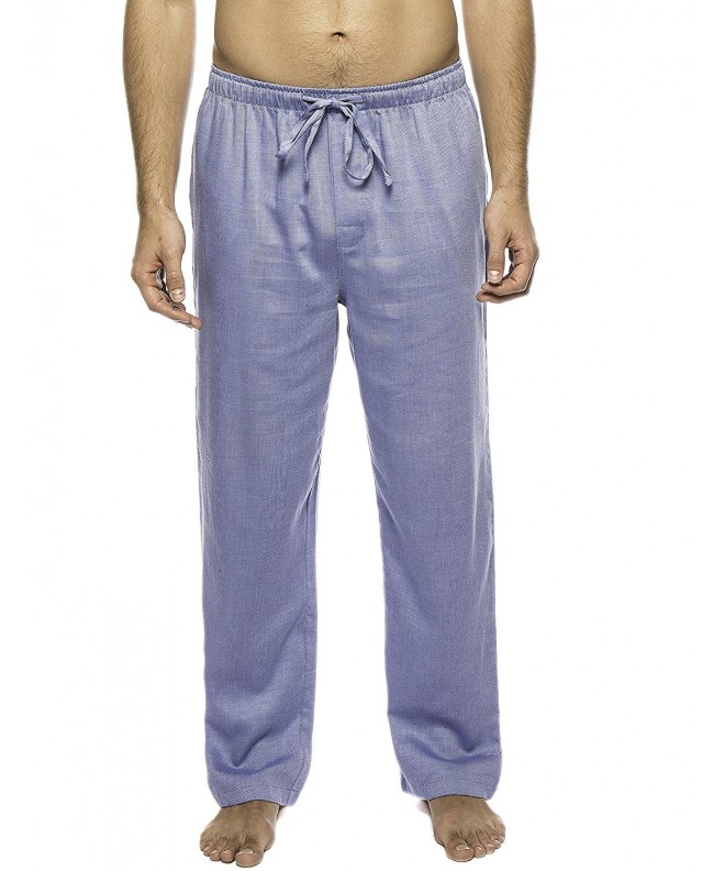 Twin Boat Men's 100% Woven Cotton Lounge Pants - Blue Twill - CC12H0DHG7V