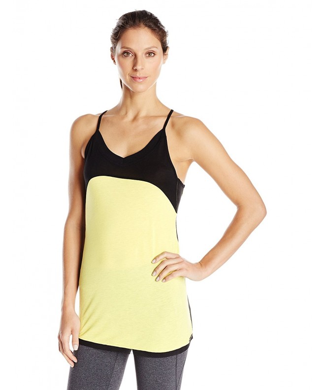 Women's Racer Tank Top - Citron/Black - CY12CUOG90Z