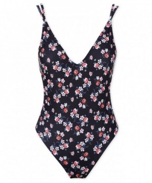 SWIMANDTAN Plunge Floral Print Swimsuit