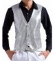 JOKHOO Mens Sequins Vest Silver