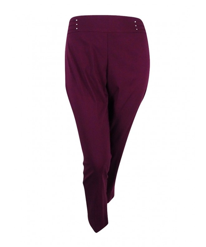 Womens Plus Tummy Control Comfort Waist Casual Pants - Maroon Dahila ...