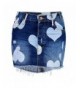 Womens Button Heart Denim Skirt