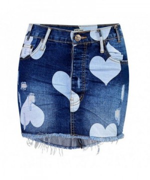 Womens Button Heart Denim Skirt