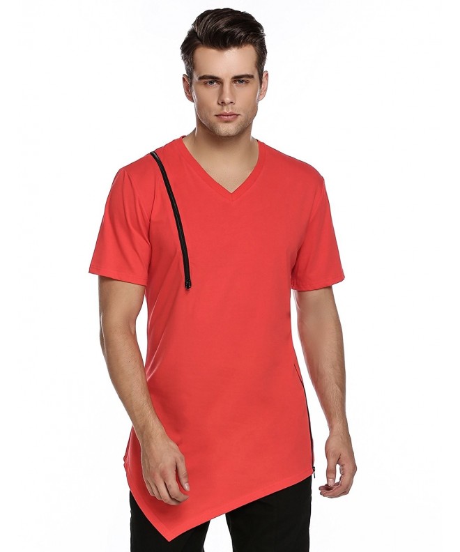 Coofandy Sleeve Longline Curved Tshirts