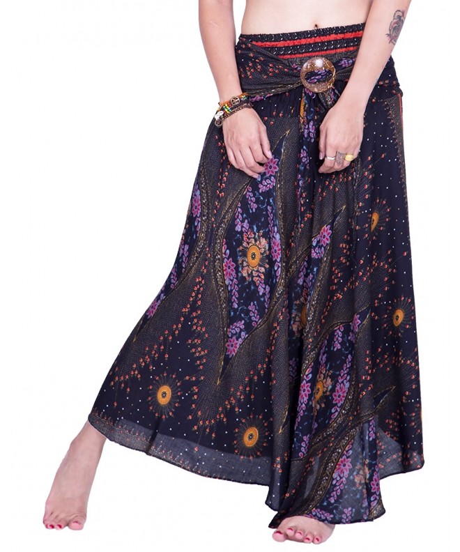 Rita & Risa Women's Bohemian Hippie Maxi Elastic Waist Long Skirts ...