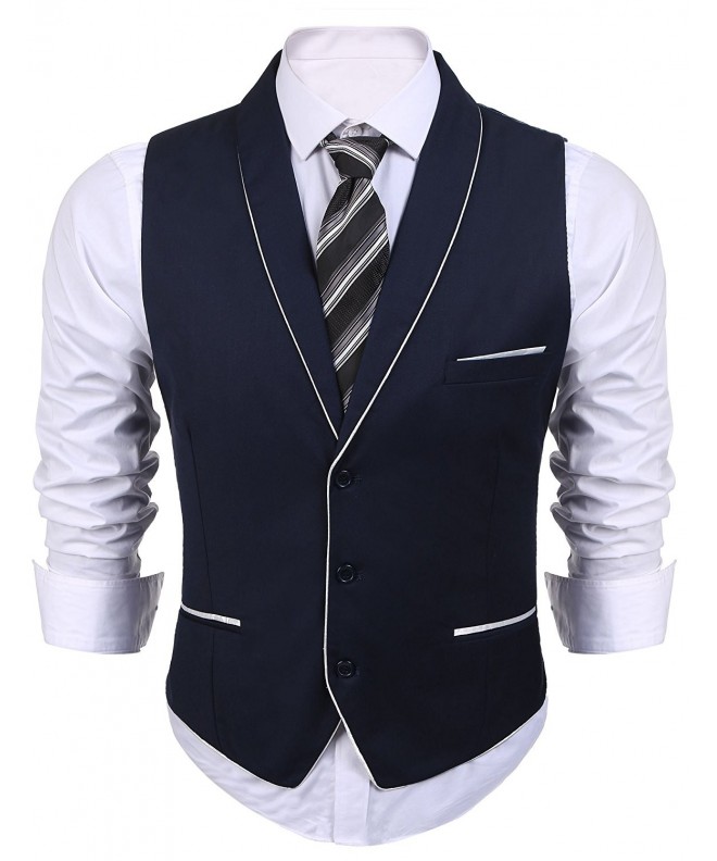 Mens V-Neck Formal chalecos de hombre Waistcoat Wedding Suit Dress Vest ...