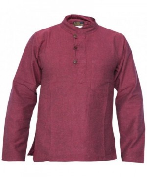 Cotton Grandad Collarless Pocket Maroon