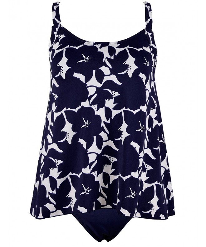 Women's Tank Swimsuits Flyaway Plus Size Tankini Bathing Suits - Navy ...