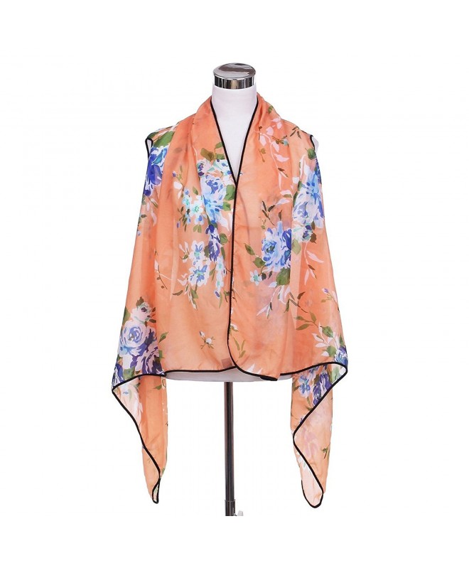 TrendsBlue Elegant Chiffon Floral Cardigan