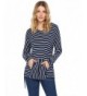 Zeagoo Pocketed Striped Pattern Sweatshirt