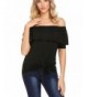 Mofavor Womens Casual Shoulder Ruffles