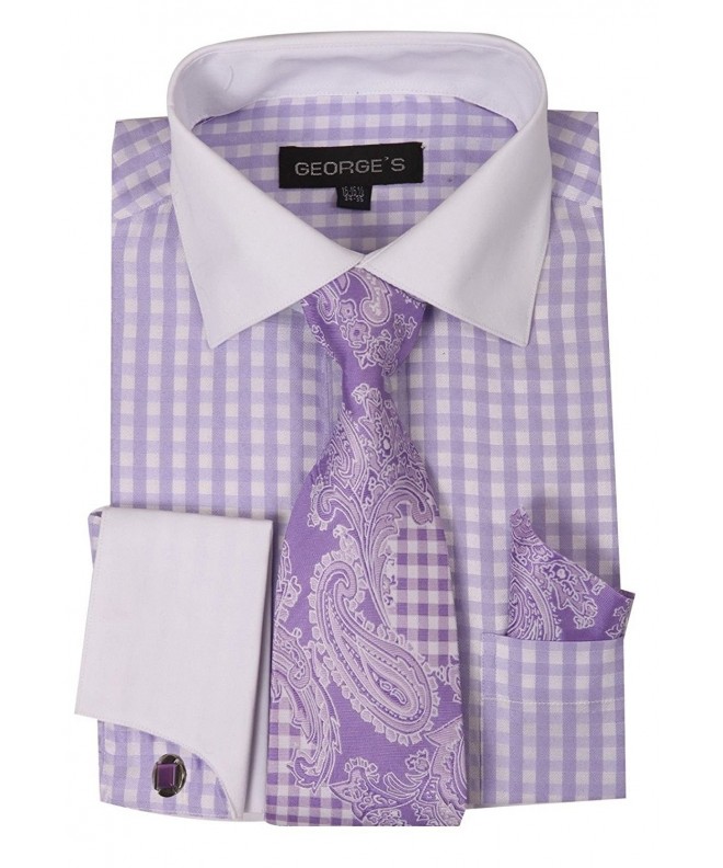 Fortino Gingham Pattern Cufflinks AH6155 Lavender 16 16