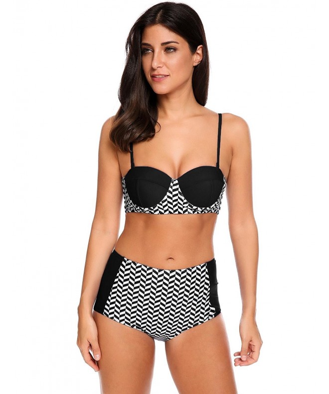 Ekouaer Swimwear Vintage Geometric Printing