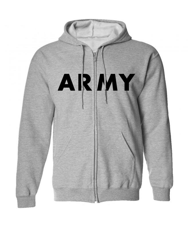 ARMY Full Zip Hooded Sweatshirt Gray