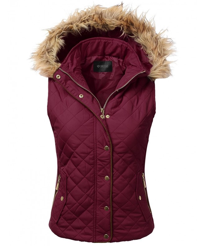 DRESSIS Womens Quilted Padding BURGUNDY