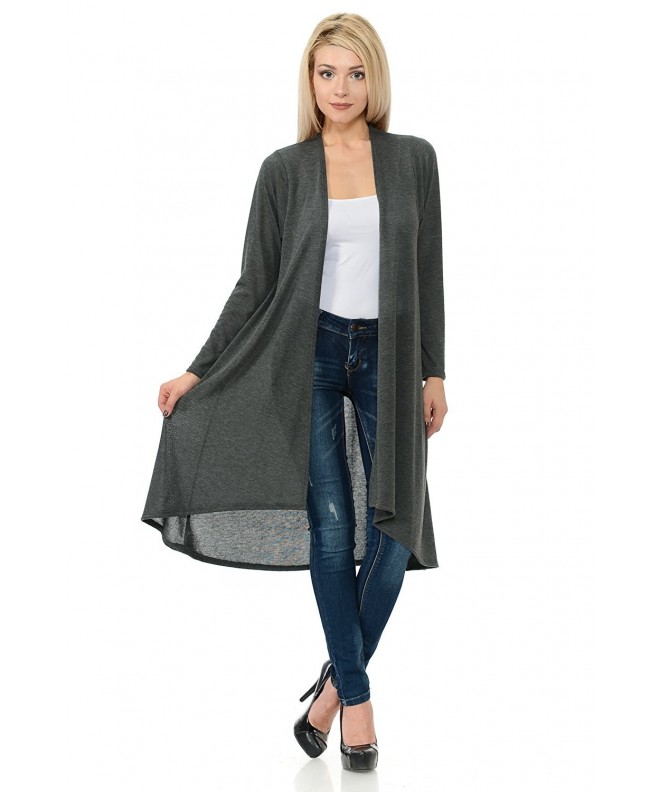 Women's Open Front Longline Cardigan - Charcoal - CB17Y03KYRG