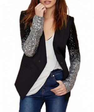 Auxo Womens Blazer Sparkle Patchwork