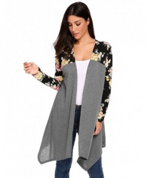 Beyove Womens Asymmetric Floral Cardigan