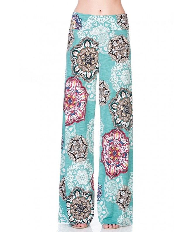 Women's Casual Bohemian Damask Palazzo Pants - A264skfd Dk Sage ...