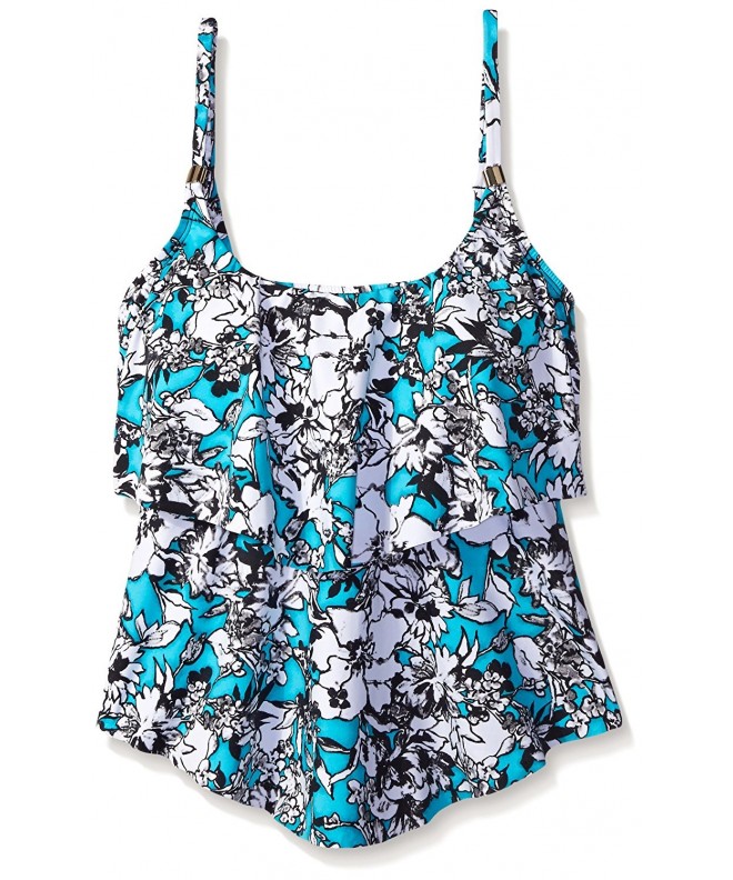 Women's Tiered Tankini With Adjustable Straps - Turquoise - CR1205PZRKT