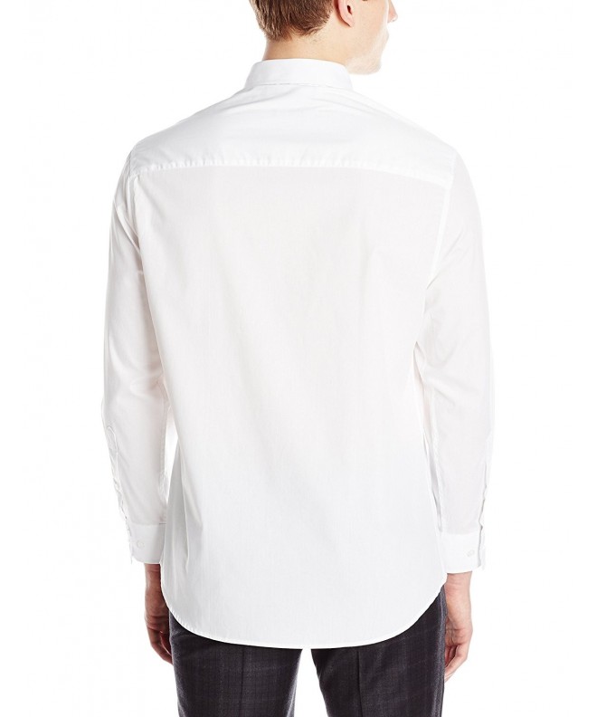 Men's Slim Fit Solid Poplin Spread Collar Dress Shirt- White- 16