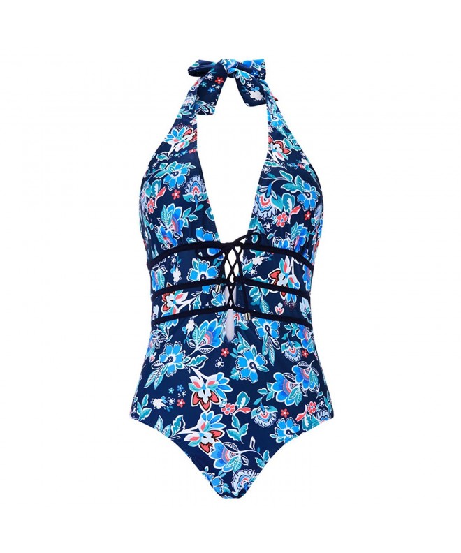 Floral Halter Swimsuit Bathing Printing M