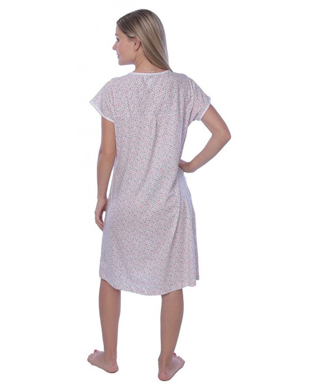 Women's Scoop Neck 100% Cotton Nightgown Printed Sleep Shirt - Pink_914 ...