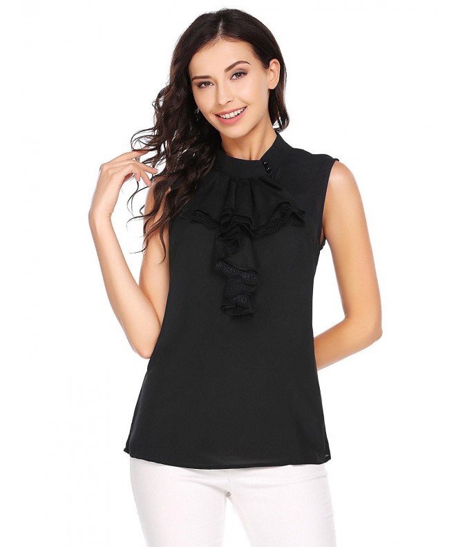 dongba Womens Ruffle Sleeveless Collar