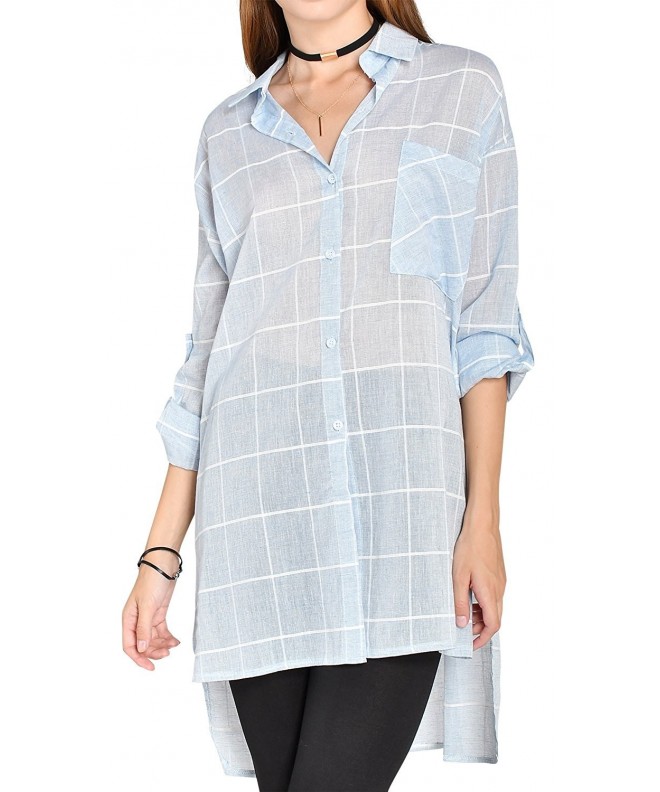 ililily Windowpane Longline Lightweight Semi Sheer