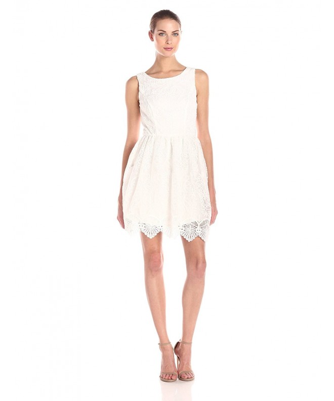 Women's Lace Scallop Fit and Flare Dress - Off White - CJ1297YYRYB