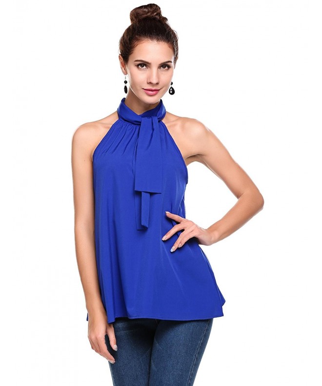 Tunic Tank Tops for Women- Summer Sleeveless Halter Neck Tie Solid ...