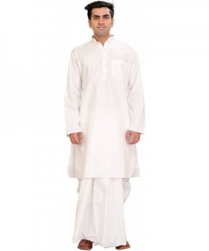 Exotic India Bright White Plain Dhoti