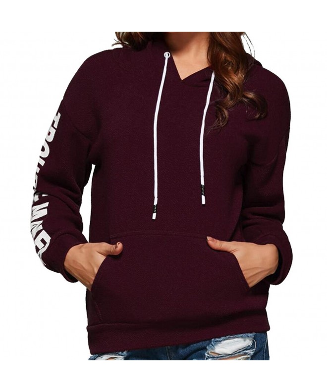 Women's Trouble Maker Pullover Hoodies - Wine Red - CU188NE6DOI