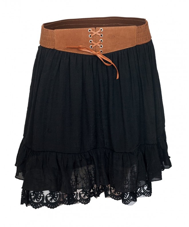 eVogues Womens Chiffon Skirt Black