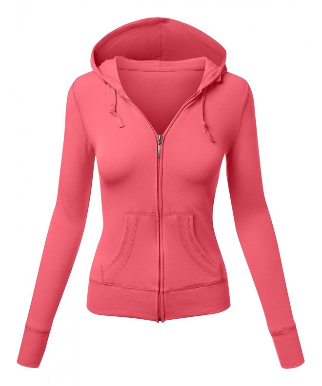 Women's Basic Long Sleeve Zipper Slim Fit Hoodied Jacket - 101-bright ...