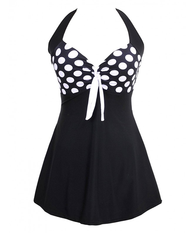 Vintage Sailor Swimsuit Halter Neck 1 Piece Skirtini Swimdress (FBA ...