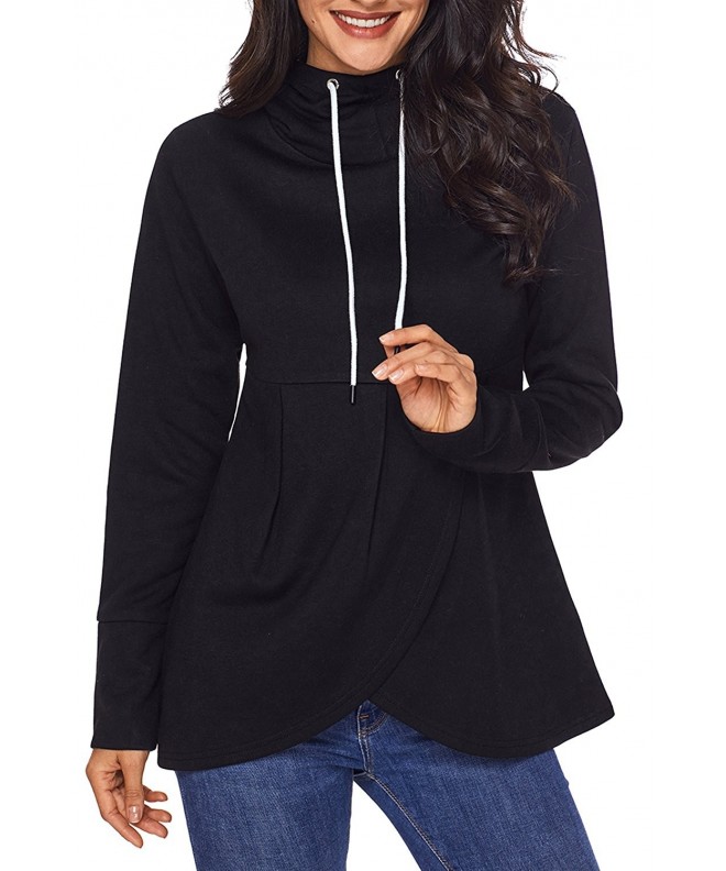 HOTAPEI Asymmetric Pullover Drawstring Sweatshirt