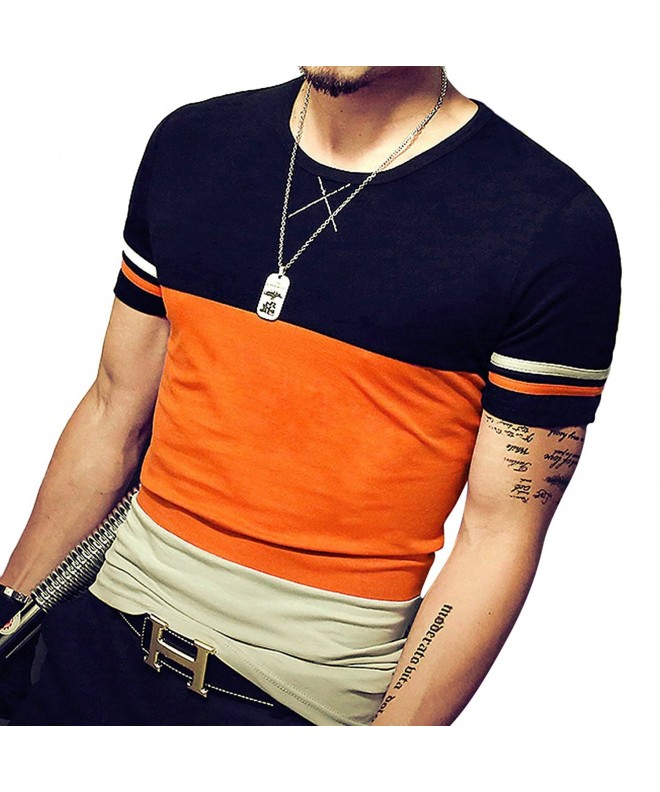 LOGEEYAR Short Sleeve Contrast Stitching T Shirt