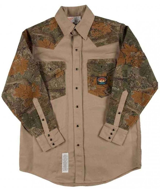 Men's Camo 10-oz. Fire Retardant Long Sleeve Western Shirt - Khaki/Camo ...