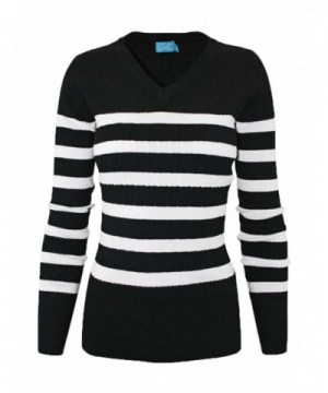 makeitmint Womens V Neck Sweater YISW0006_Blackwhite