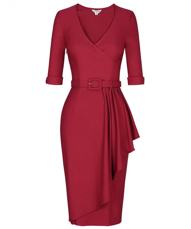 MUXXN Rockabilly Sleeves Stretch Burgundy