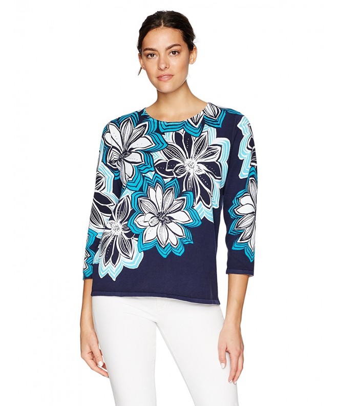 Alfred Dunner Womens Floral Sweater