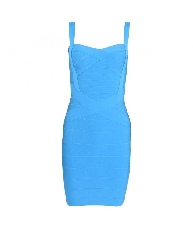 Women's Spaghetti Strap Solid Mini Rayon Bandage Dress - Light Blue ...