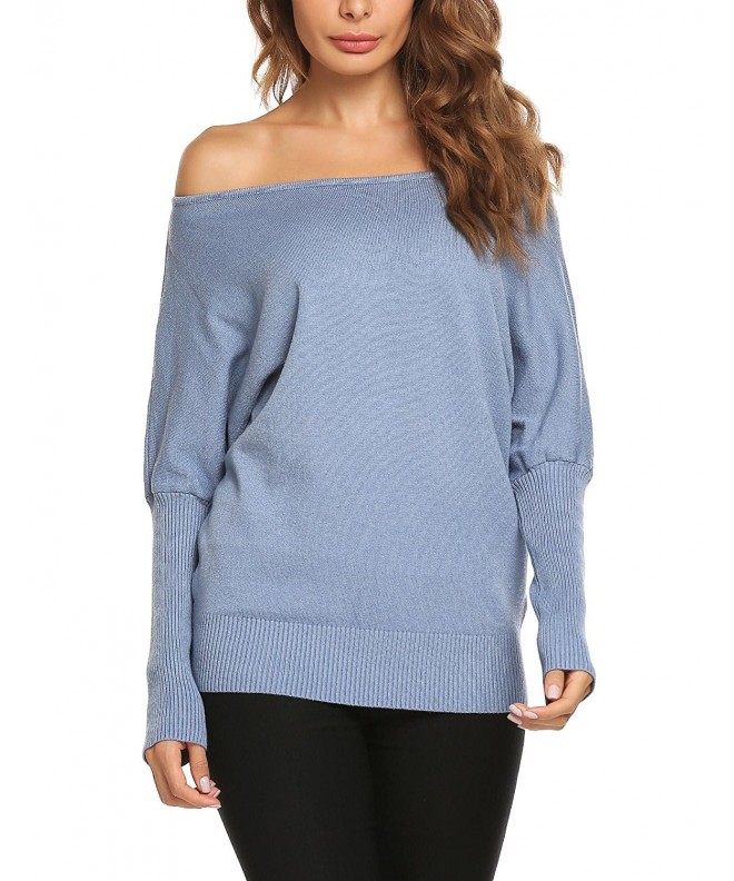 Zeagoo Shoulder Batwing Pullover Sweater