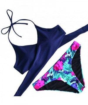 Qiaoer Womens Printing Swimsuit Blue Rose