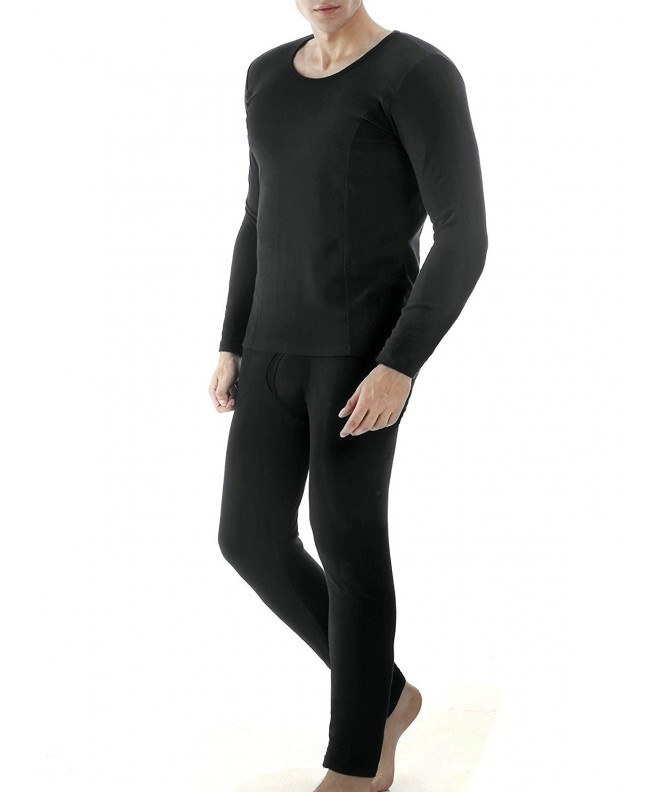 Men's Long Thermal Underwear Fleece Lined Winter Base Layering Set ...