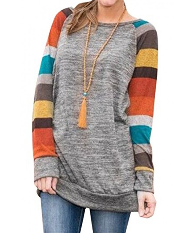 Womens Cotton Knitted Sleeve Striped